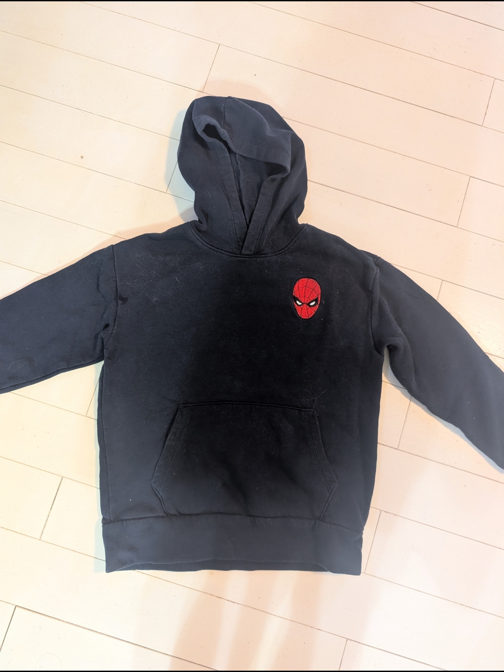 Old Navy Black Hoodie with Red Spider-Man Embroided On The Front Size L 10-12